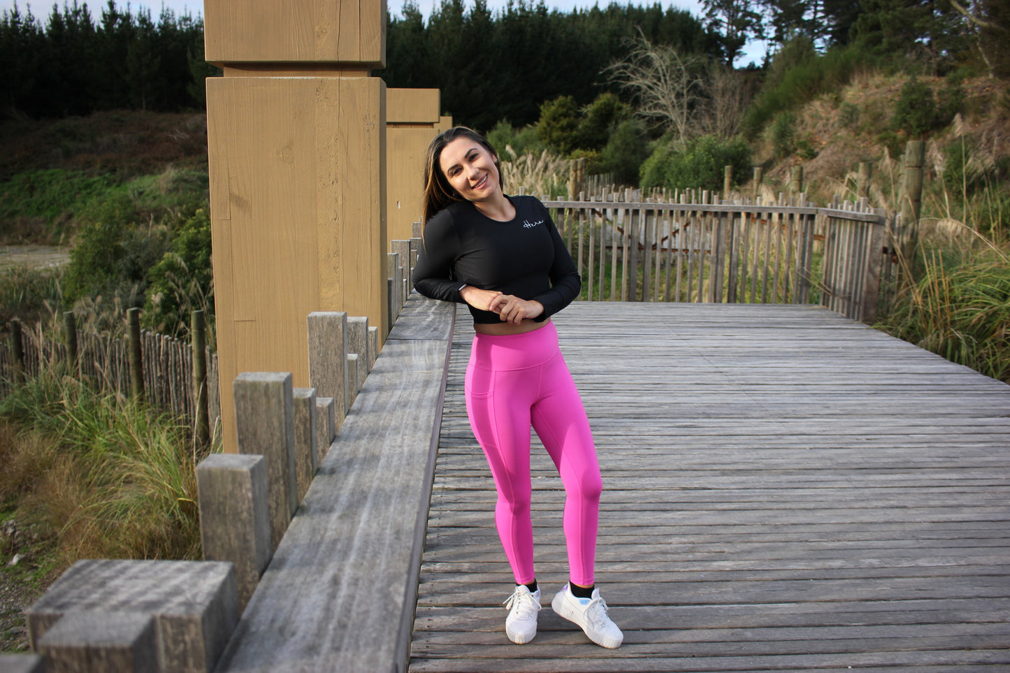 Short Girl Premium Monarch Leggings - Vibrant Pink